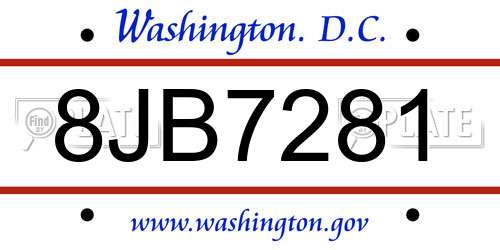 8JB7281 District Of Columbia License Plate
