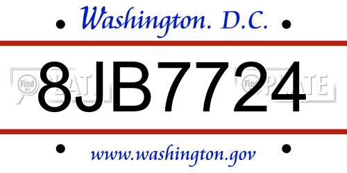 8JB7724 District Of Columbia License Plate