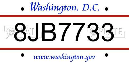 8JB7733 District Of Columbia License Plate