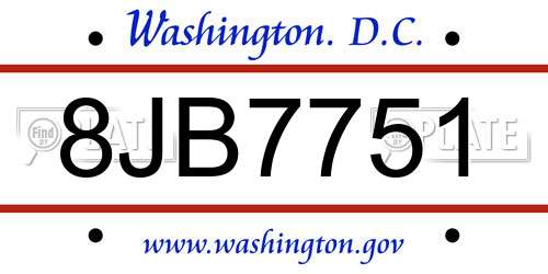 8JB7751 District Of Columbia License Plate