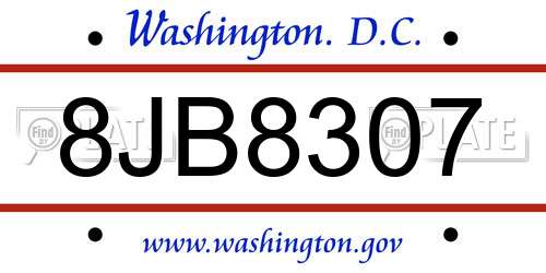 8JB8307 District Of Columbia License Plate