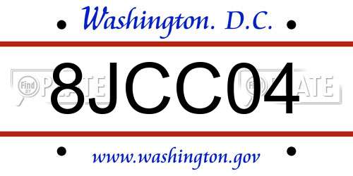 8JCC04 District Of Columbia License Plate