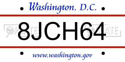 8JCH64 District Of Columbia License Plate