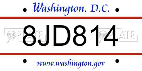 8JD814 District Of Columbia License Plate