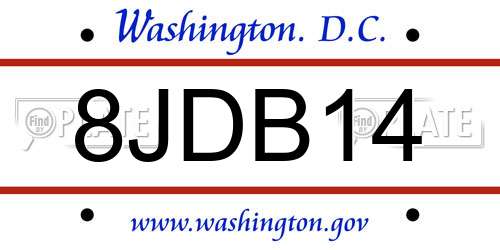 8JDB14 District Of Columbia License Plate