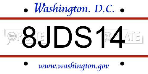 8JDS14 District Of Columbia License Plate