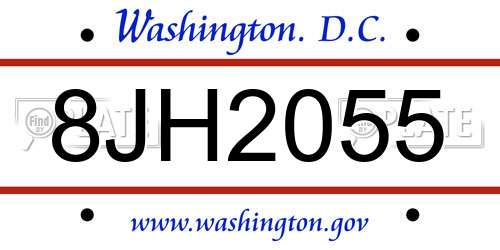 8JH2055 District Of Columbia License Plate