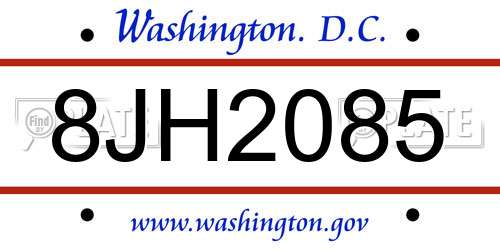 8JH2085 District Of Columbia License Plate