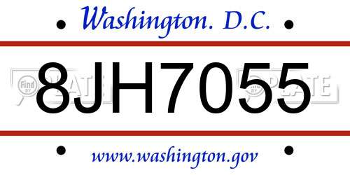 8JH7055 District Of Columbia License Plate