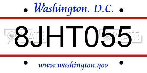 8JHT055 District Of Columbia License Plate