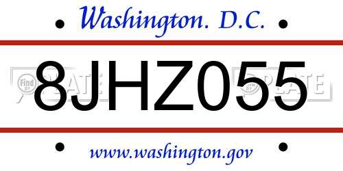 8JHZ055 District Of Columbia License Plate