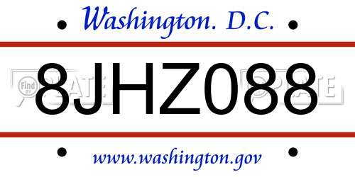 8JHZ088 District Of Columbia License Plate