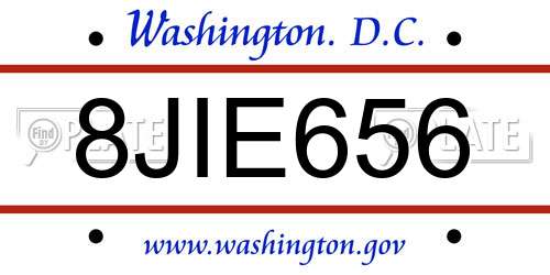 8JIE656 District Of Columbia License Plate