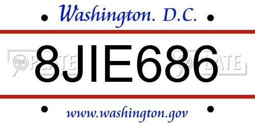 8JIE686 District Of Columbia License Plate