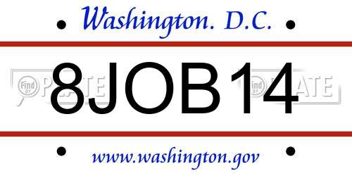 8JOB14 District Of Columbia License Plate