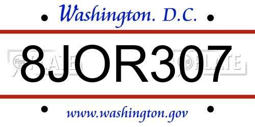 8JOR307 District Of Columbia License Plate