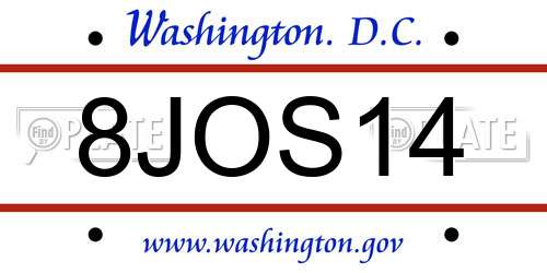 8JOS14 District Of Columbia License Plate