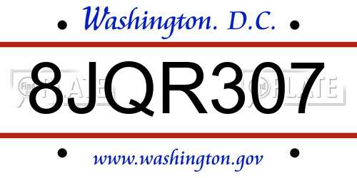 8JQR307 District Of Columbia License Plate