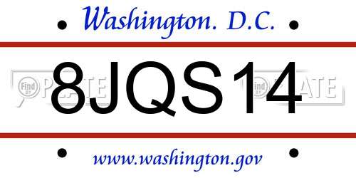 8JQS14 District Of Columbia License Plate