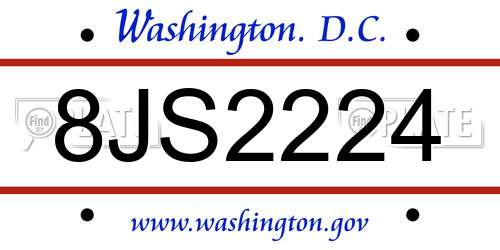 8JS2224 District Of Columbia License Plate