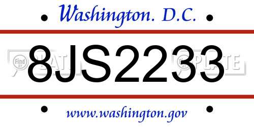 8JS2233 District Of Columbia License Plate