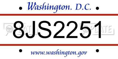 8JS2251 District Of Columbia License Plate