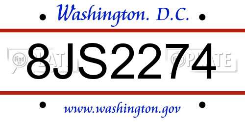 8JS2274 District Of Columbia License Plate