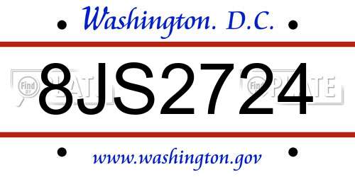 8JS2724 District Of Columbia License Plate