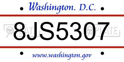 8JS5307 District Of Columbia License Plate