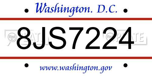 8JS7224 District Of Columbia License Plate