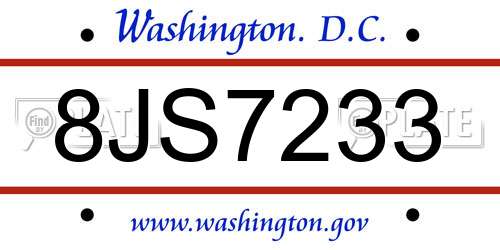8JS7233 District Of Columbia License Plate
