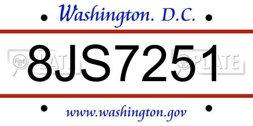 8JS7251 District Of Columbia License Plate