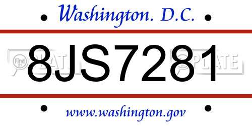 8JS7281 District Of Columbia License Plate