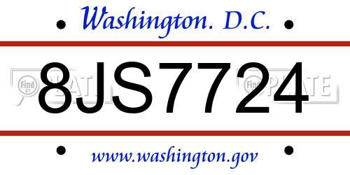 8JS7724 District Of Columbia License Plate
