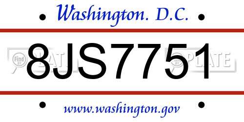 8JS7751 District Of Columbia License Plate