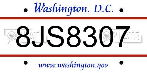 8JS8307 District Of Columbia License Plate