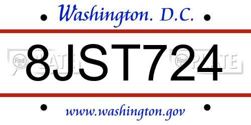 8JST724 District Of Columbia License Plate