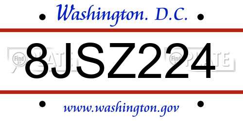8JSZ224 District Of Columbia License Plate