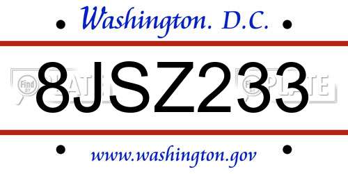 8JSZ233 District Of Columbia License Plate