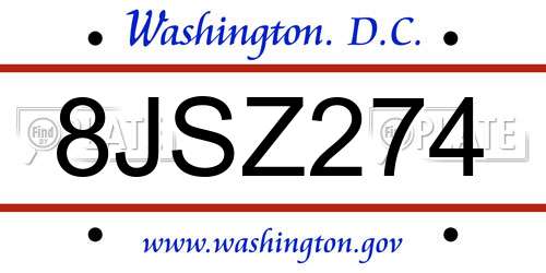 8JSZ274 District Of Columbia License Plate