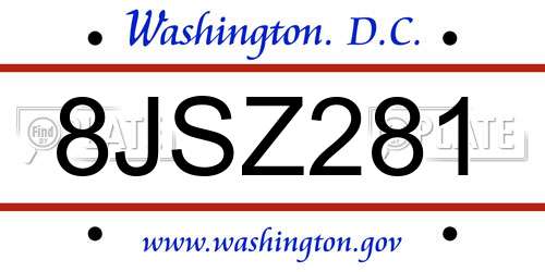 8JSZ281 District Of Columbia License Plate