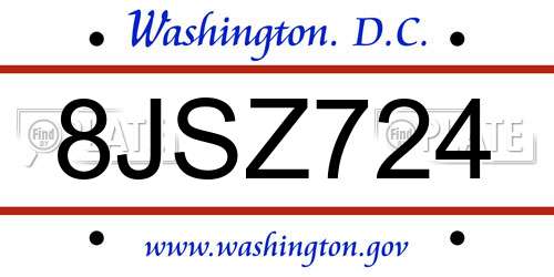 8JSZ724 District Of Columbia License Plate