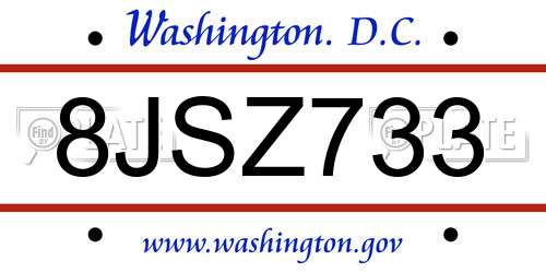 8JSZ733 District Of Columbia License Plate
