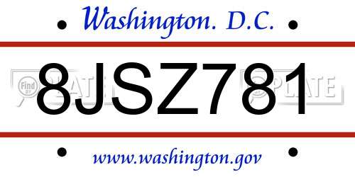 8JSZ781 District Of Columbia License Plate