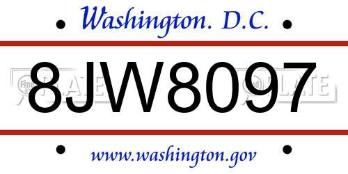 8JW8097 District Of Columbia License Plate