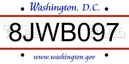 8JWB097 District Of Columbia License Plate