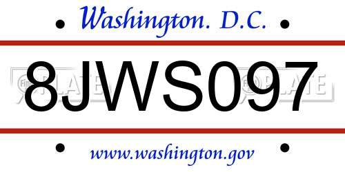 8JWS097 District Of Columbia License Plate