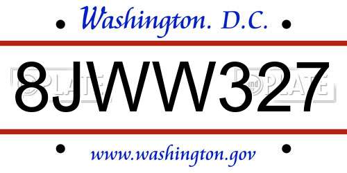 8JWW327 District Of Columbia License Plate