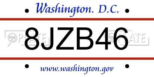 8JZB46 District Of Columbia License Plate