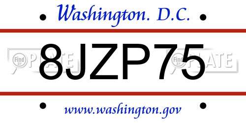 8JZP75 District Of Columbia License Plate
